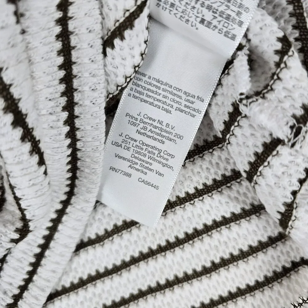 Madewell Textured Stripe Short Sleeve Sweater Top Women White Brown Size Large - Picture 8 of 12